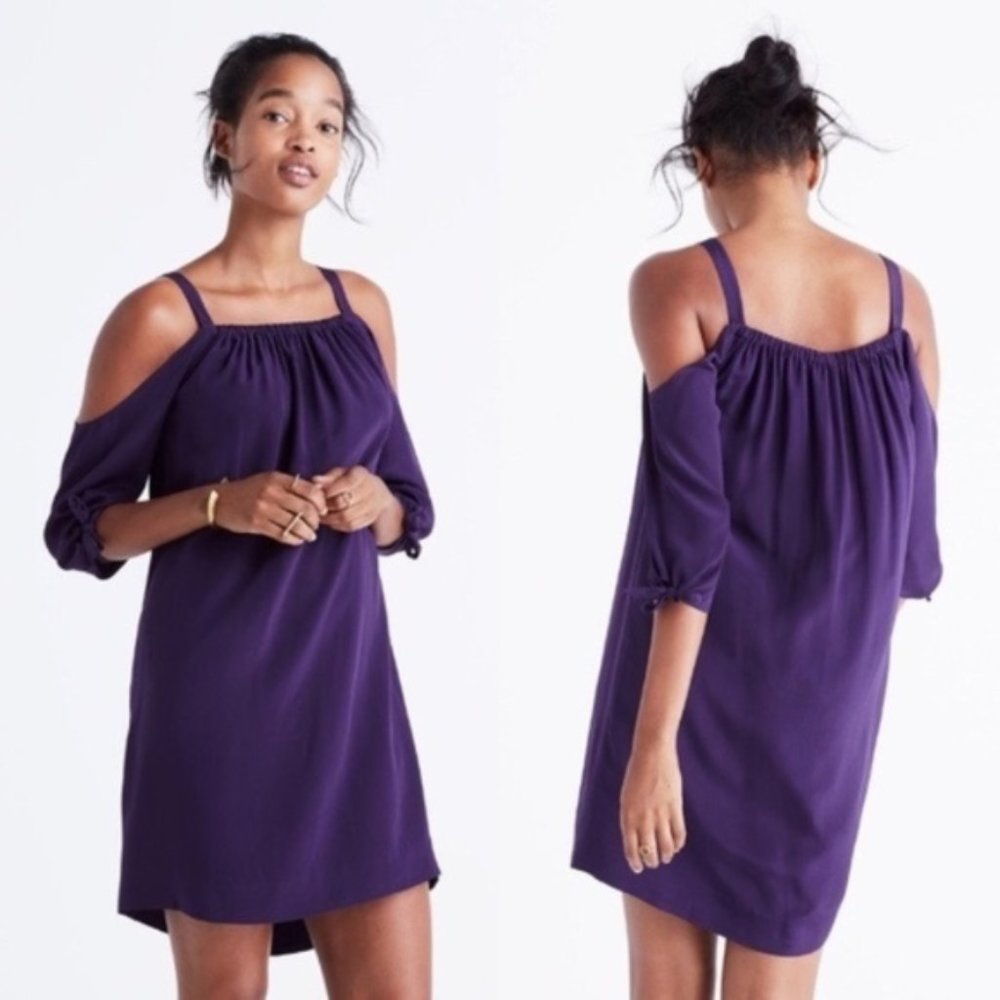 Madewell Silk Cold Shoulder Dress